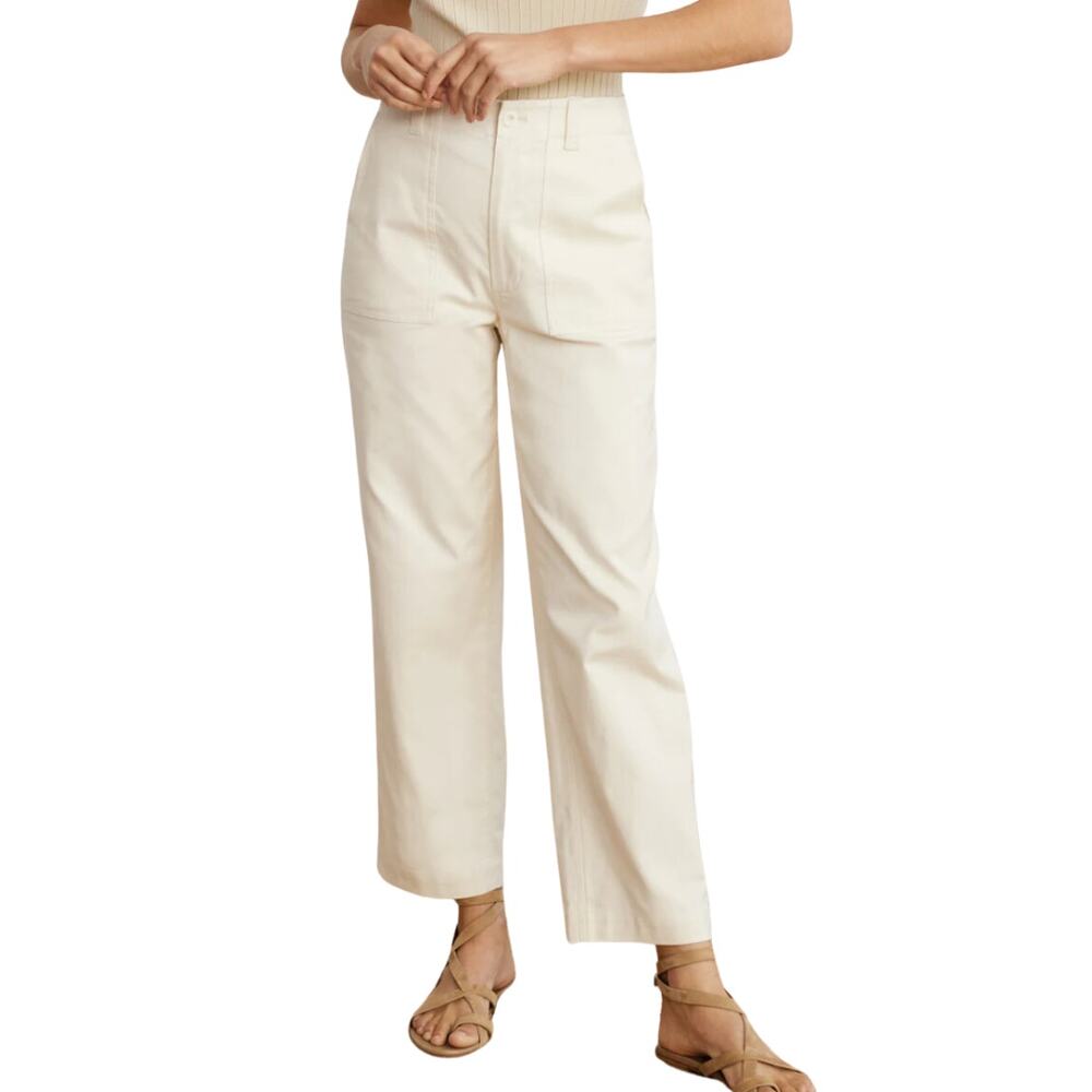 Jenni Kayne Ranger Trouser Italian Cotton Twill Ivory Crop Pants High Rise 12